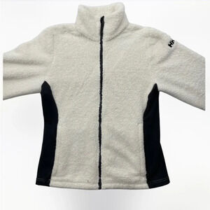 Helly Hansen cream and black colored fleece mock neck ski jacket, size Large